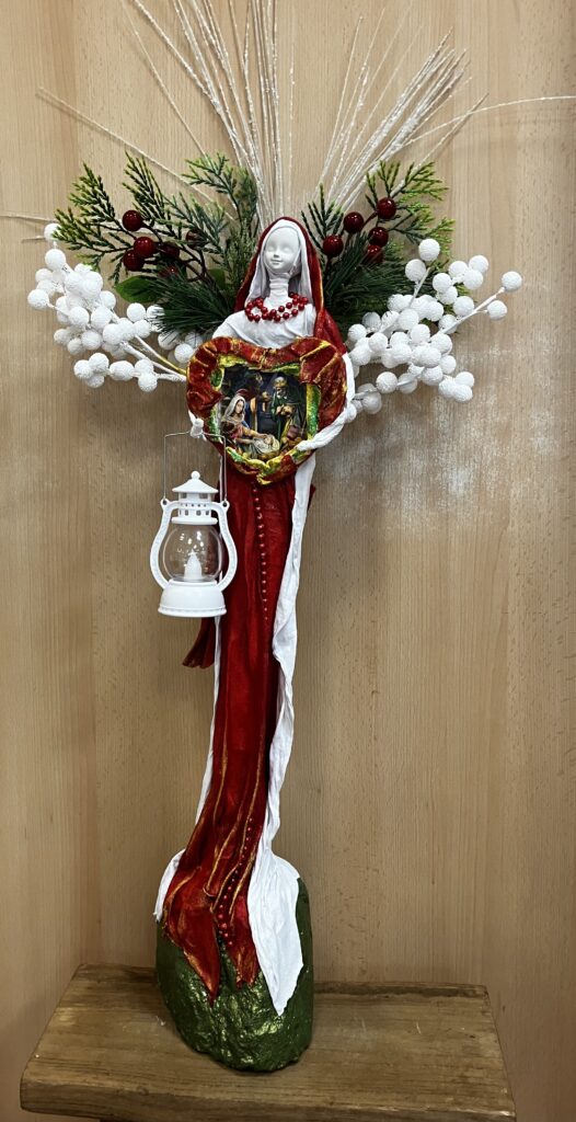 Socha Vianočný anjel – červená