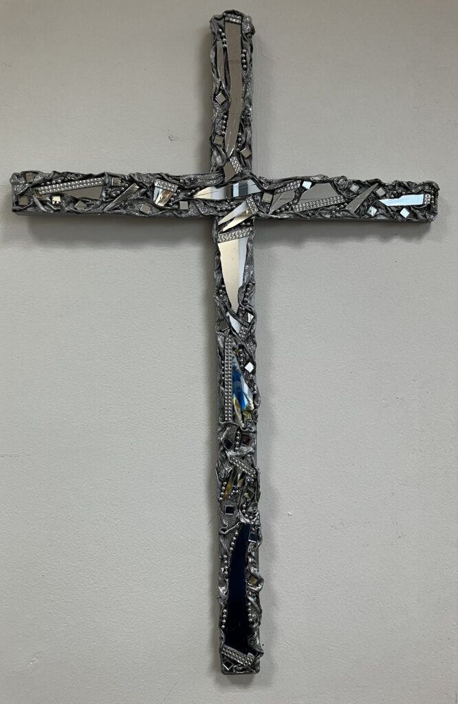 Kríž zrkadlový- striebro